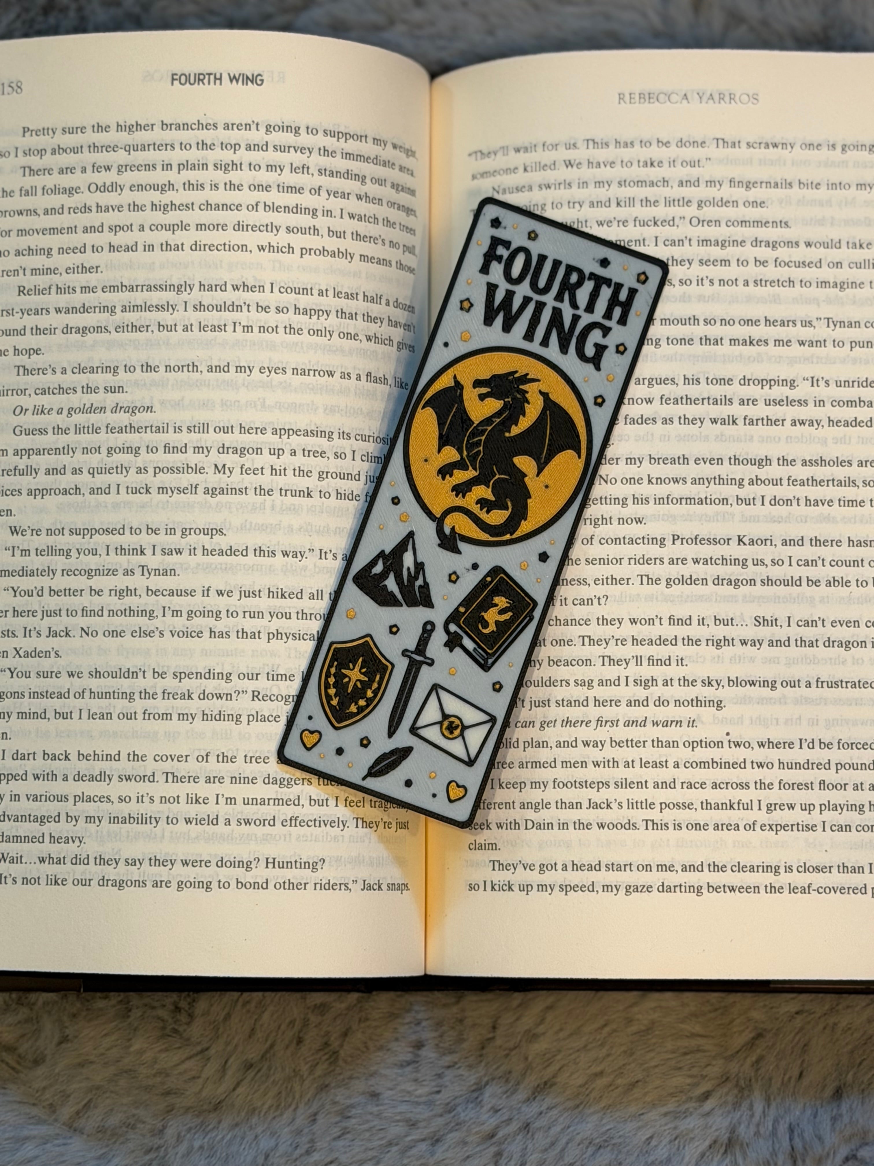 Fourth Wing Bookmark | Rebecca Yarros Inspired | Dragon Bookmark | Book Lover Gift | 3D Printed Bookmark