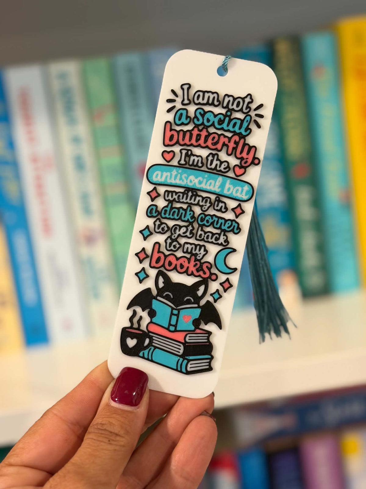 Antisocial Bat Bookmark | Funny Book Lover Gift