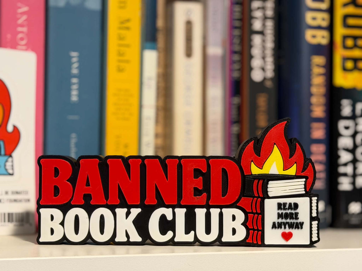 Banned Book Club Shelf Sign