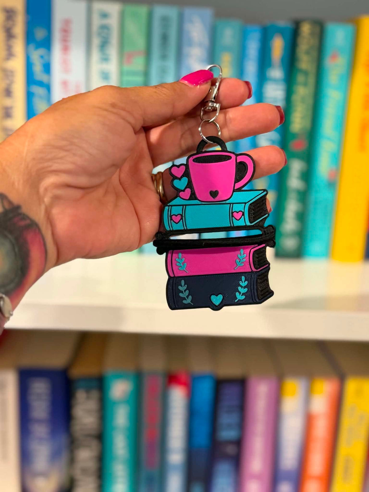 Book Stack Hair Tie Holder Keychain