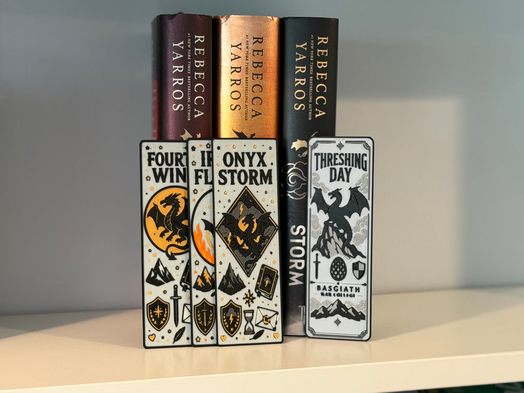 Empyrean Bookmark Set | Fourth Wing, Iron Flame, Onyx Storm & Threshing Day | 4 Piece 3D Printed Bookmark Collection