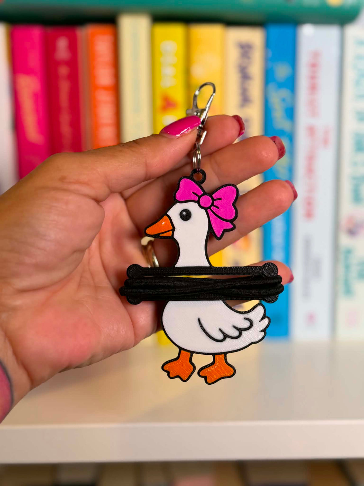 Goose Hair Tie Holder Keychain