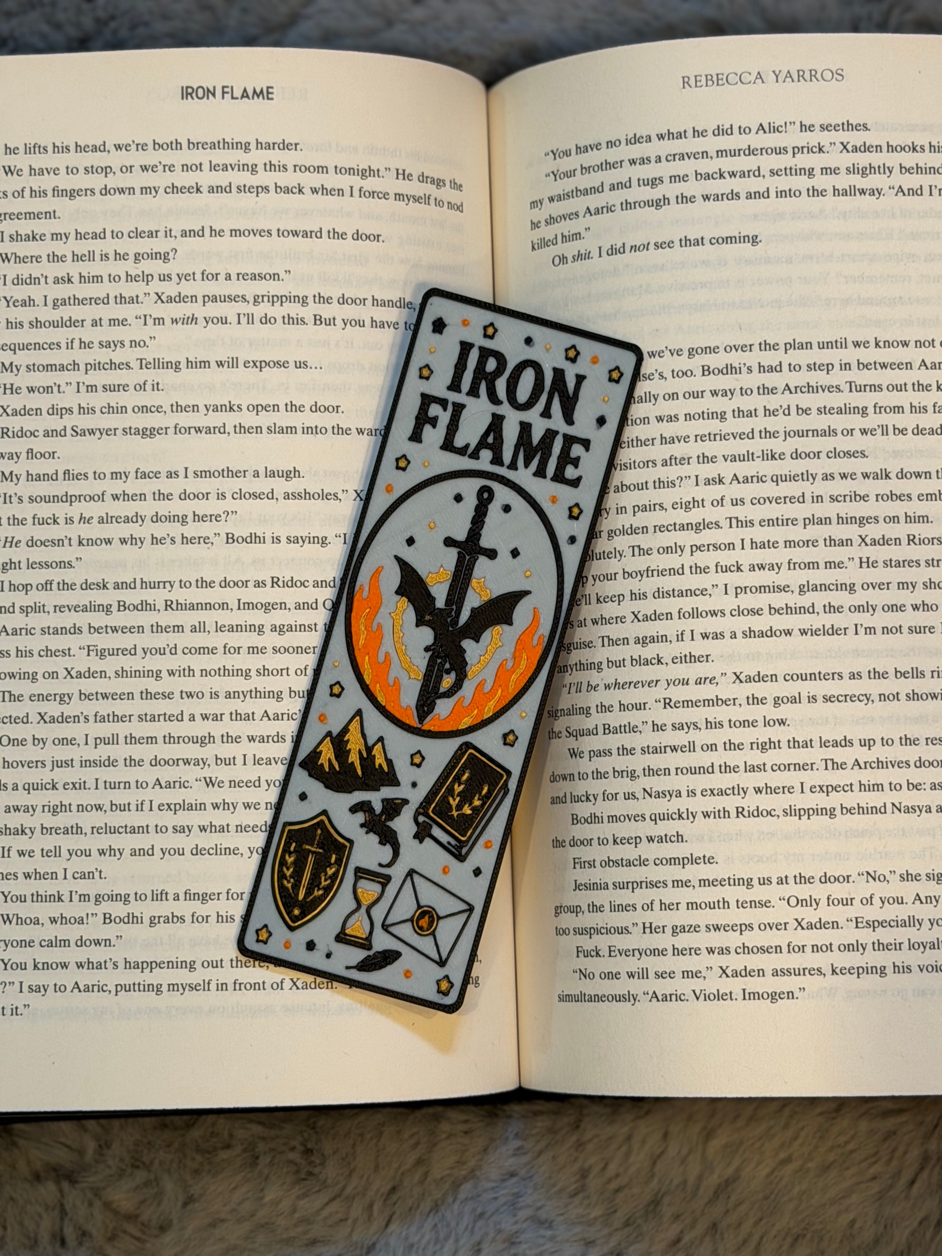 Iron Flame Bookmark | Rebecca Yarros Inspired | Dragon Bookmark | Book Lover Gift | 3D Printed Bookmark
