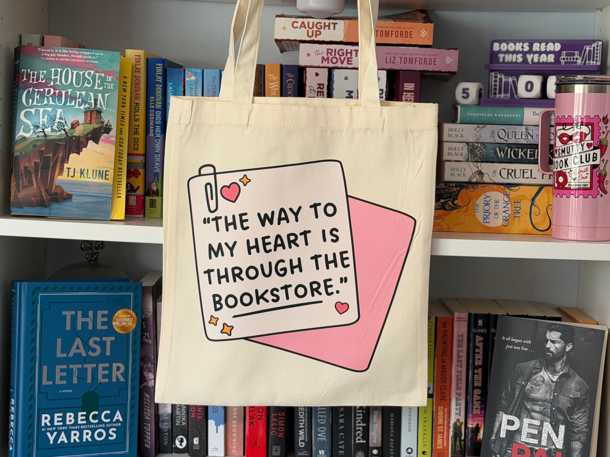 The Way to My Heart Is Through the Bookstore Canvas Tote Bag | Book Lover Tote